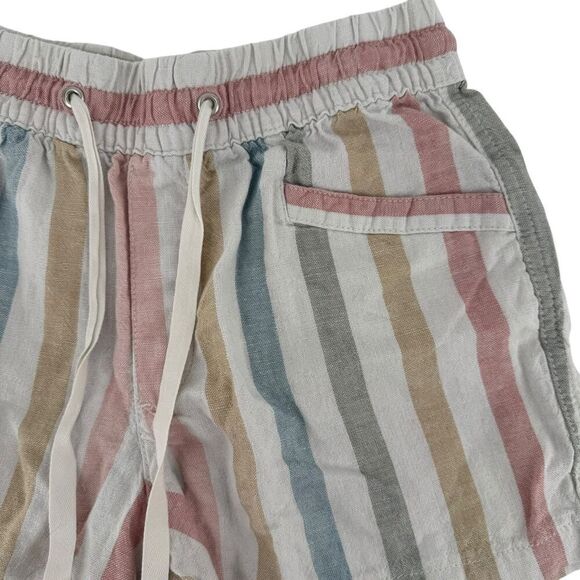Gap Shorts Linen Blend Striped XS Muted Tones Elastic Waist 3 Inch Inseam Beach - Picture 3 of 8